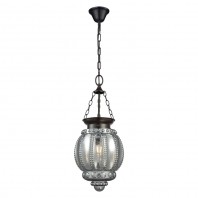 Domus-CHELSEA Lantern Pendant Black 240V - 1 X E27 - Grey / Opal / Clear